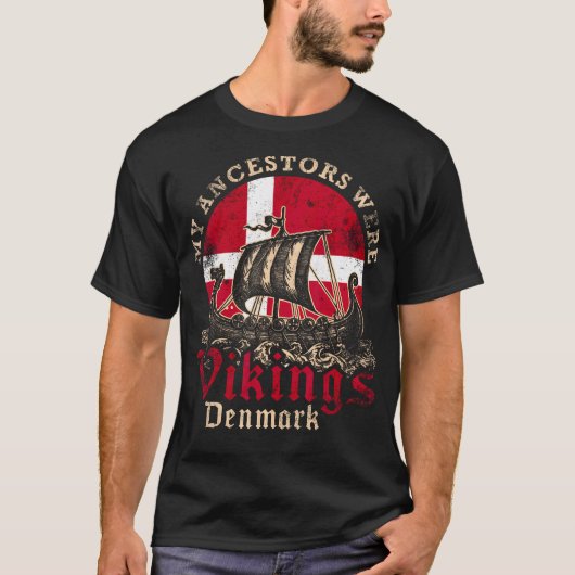 Denemarken Viking Ship Flag T-shirt (Voorkant)