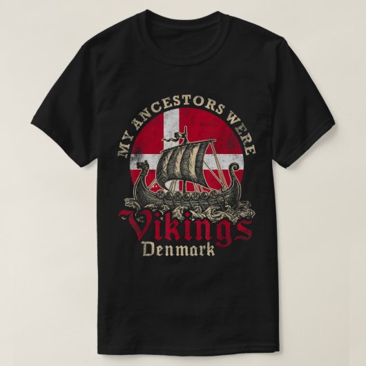 Denemarken Viking Ship Flag T-shirt (Design voorkant)