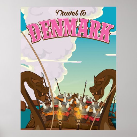 Denemarken Vikings grappige reisposter voor cartoo Poster (Voorkant)