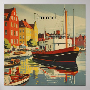 Denemarken Vintage Reisposter aanpasbaar Poster