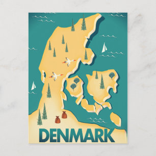 Denemarken Vintage stijl kaart reisposter