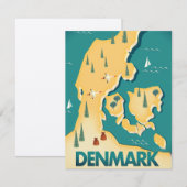 Denemarken vintage stijl kaart reisposter (Voorkant / Achterkant)