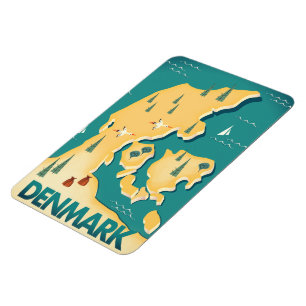 Denemarken vintage stijl kaart reisposter magneet