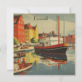 Denemarken Vintage Travel Poster aanpasbaar Feestdagenkaart (Voorkant)