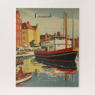 Denemarken Vintage Travel Poster aanpasbaar Legpuzzel