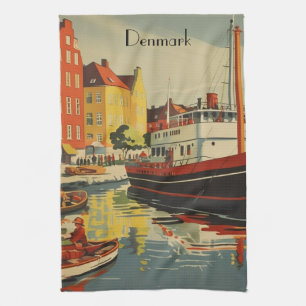 Denemarken Vintage Travel Poster aanpasbaar Theedoek