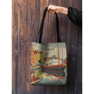 Denemarken Vintage Travel Poster aanpasbaar Tote Bag