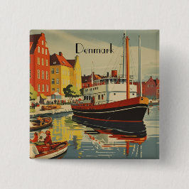 Denemarken Vintage Travel Poster aanpasbaar Vierkante Button 5,1 Cm