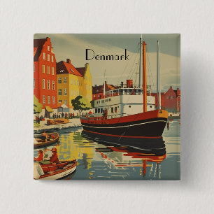 Denemarken Vintage Travel Poster aanpasbaar Vierkante Button 5,1 Cm