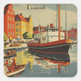 Denemarken Vintage Travel Poster aanpasbaar Vierkante Sticker