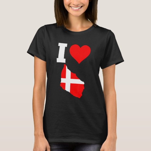Denemarken vlag Bornholm I Love Bornholm T-shirt (Voorkant)