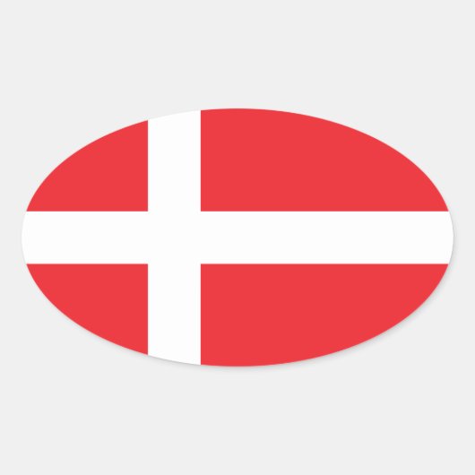 DENEMARKEN VLAG DANNEBROG OVALE STICKER (Voorkant)