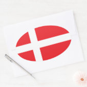 DENEMARKEN VLAG DANNEBROG OVALE STICKER (Envelop)