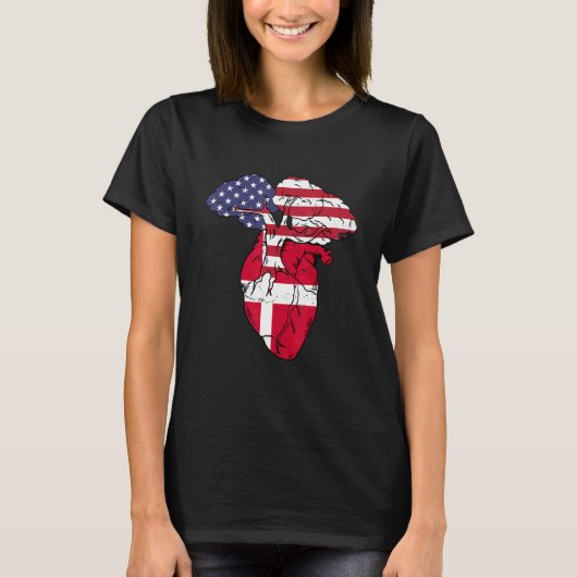 Denemarken vlag Deense Danes Pride Heart T-shirt (Voorkant)