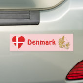 Denemarken Vlag Hart + Landkaart Bumpersticker (Op auto)