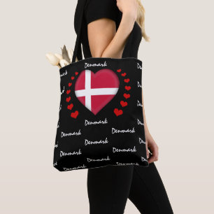 Denemarken Vlag & hart, mode Deense vlag /sport Tote Bag