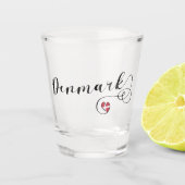 Denemarken Vlag in het hart, Deens Shot Glas (Voorkant)