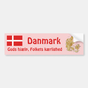 Denemarken Vlag + Kaart Bumpersticker