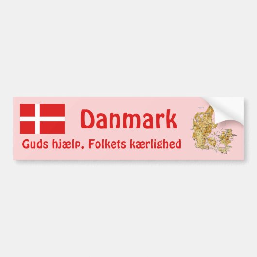 Denemarken Vlag + Kaart Bumpersticker (Voorkant)