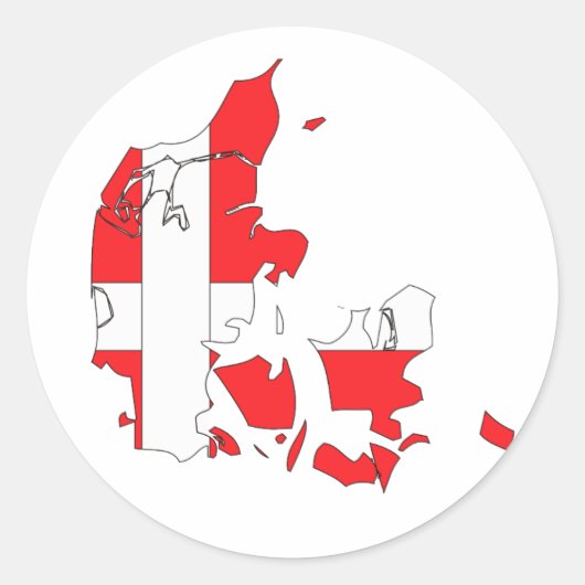 Denemarken vlag kaart ronde sticker (Voorkant)