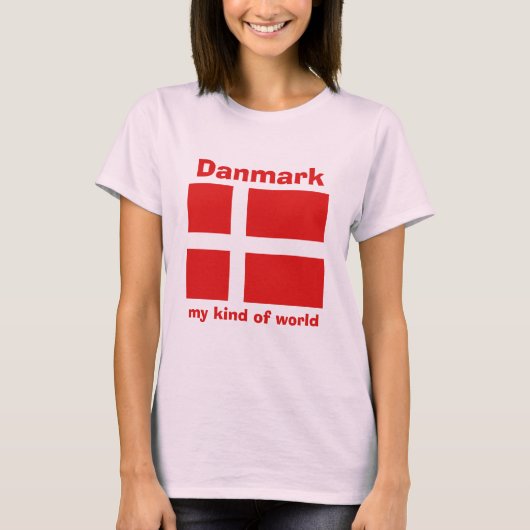 Denemarken Vlag + Kaart + Tekst T-shirt (Voorkant)