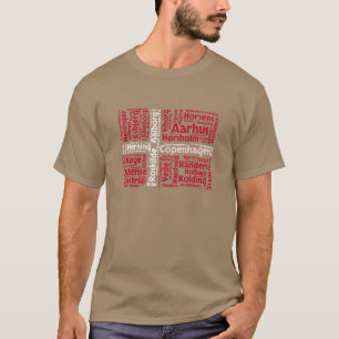 Denemarken Vlag met Stad N amen Woord Kunst retro T-shirt