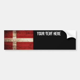 Denemarken Vlag op oude houten korrels Bumpersticker