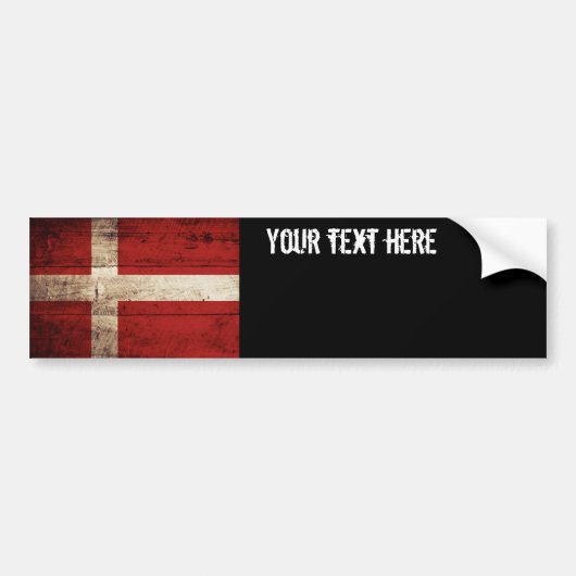 Denemarken Vlag op Oude Houtstructuur Bumpersticker (Voorkant)