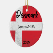 Denemarken Vlag Ornament, gepersonaliseerd Denemar Keramisch Ornament (Rechts)