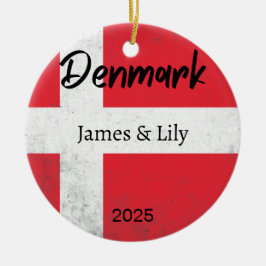 Denemarken Vlag Ornament, gepersonaliseerd Denemar Keramisch Ornament