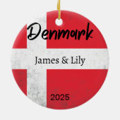 Denemarken Vlag Ornament, gepersonaliseerd Denemar Keramisch Ornament (Achterkant)