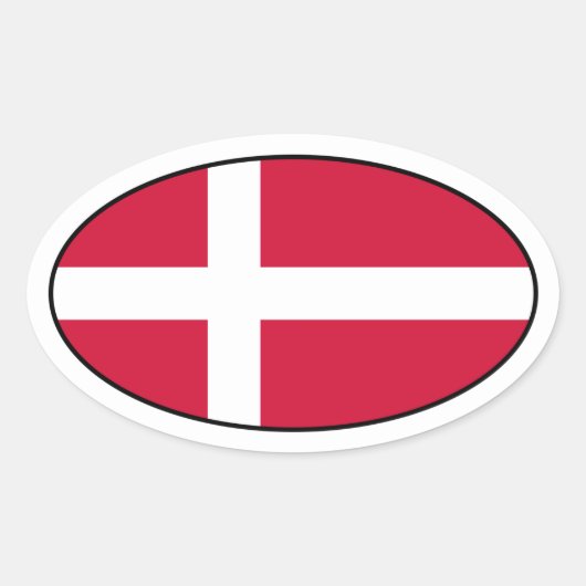 Denemarken Vlag Ovale Sticker (Voorkant)