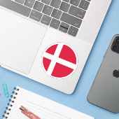 Denemarken Vlag Ronde Sticker (Laptop met iPhone)