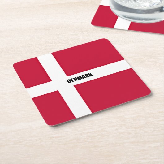 Denemarken Vlag (rood en wit) Kartonnen Onderzetters (Schuin)