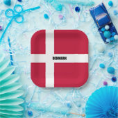 Denemarken Vlag (rood en wit) Papieren Bordje (Feest)