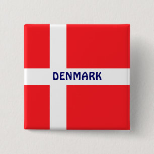 DENEMARKEN: vlag van Denemarken Vierkante Button 5,1 Cm