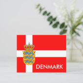 Denemarken Vlag & Wapenmunt Briefkaart! Briefkaart (Staand voorkant)