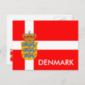 Denemarken Vlag & Wapenmunt Briefkaart! Briefkaart (Voorkant / Achterkant)