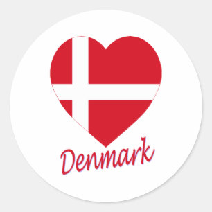Denemarken Vlaggenhart Ronde Sticker