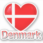 Denemarken Vlaggenhart Sticker (Voorkant)