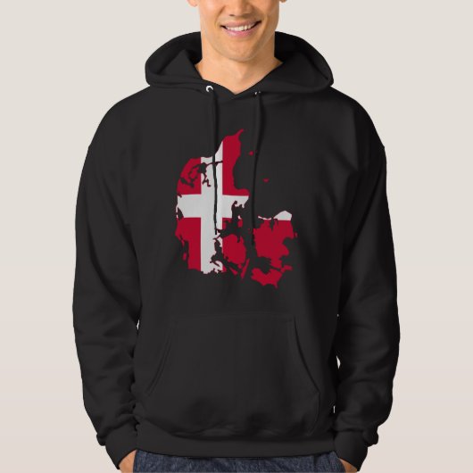 Denemarken Vlaggenkaart DK Hoodie (Voorkant)