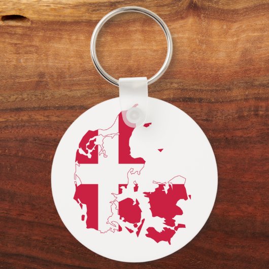 Denemarken - Vlaggenkaart Sleutelhanger (Voorkant)