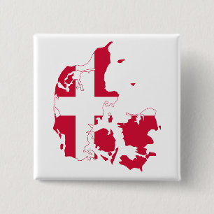 Denemarken - Vlaggenkaart Vierkante Button 5,1 Cm