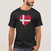 Denemarken Vlaggenkleuren Hart T-Shirt (Voorkant)