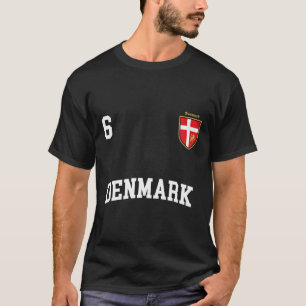 Denemarken Voetbal Hoodie Nr 6 Deense Vlag Team Da T-shirt