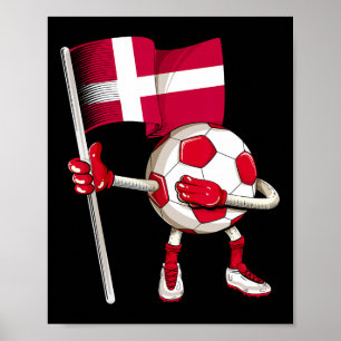 Denemarken Voetbalshirt Deense Vlag Voetbal Dab Gr Poster