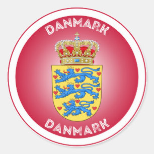Denemarken Wapen Cirkelvorm Ronde Sticker