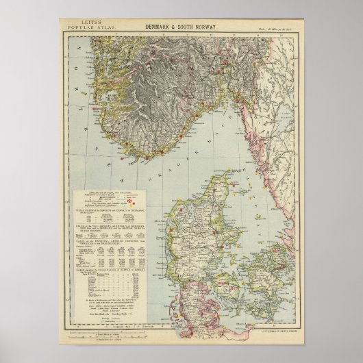 Denemarken, Zuid-Noorwegen Poster (Voorkant)