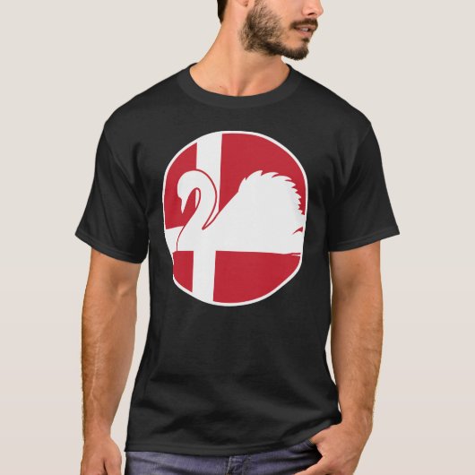 Denemarken Zwaan Deense nationale dierenvlag T-shirt (Voorkant)