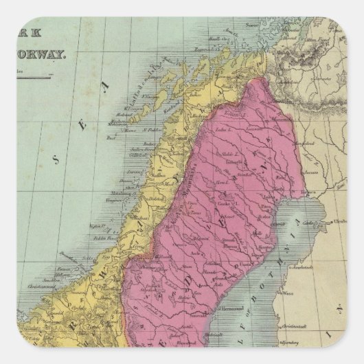 Denemarken Zweden en Noorwegen Vierkante Sticker (Voorkant)